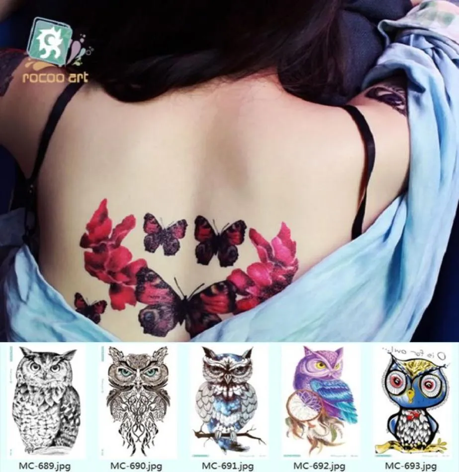 1912 cm faux tatouages temporaires autocollants de tatouage imperméables peinture d'art corporel pour la décoration de fête etc chat mixte hibou deer5139796