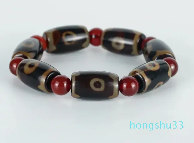 Les Ventes Aux Enchères De Bangle One Yuan Sont Sur Le Point De Se Terminer. Bracelet de bouddha masculin en Agate de Jade, perles célestes à trois yeux, chaîne à main