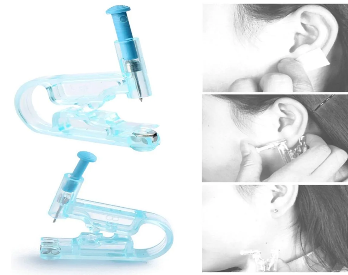 Painless Disposable Healthy Asepsis Ear Piercing Gun Pierce Tool Blue Kit No Infection Inflammation Studs 00812890370