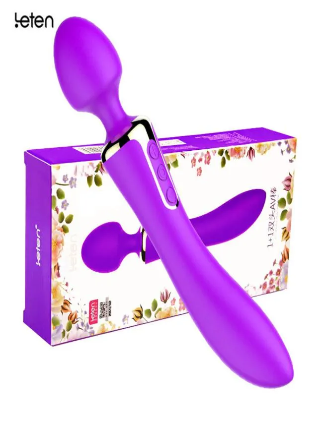 Leten Intelligent Chauffage Silicone Corps Massage Vibrateurs Pour FemmesRechargeable AV Sex Toys Double Fonction10 Mode Masseur Y181024607746