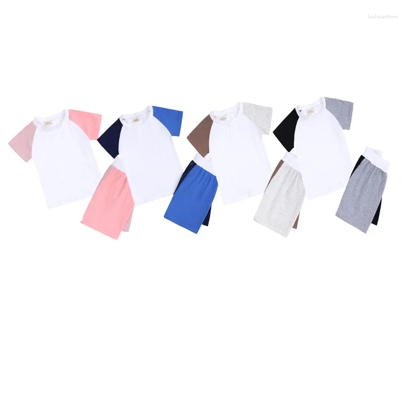 Set di abbigliamento 2 pezzi per bambini Neonati maschi e femmine Top con colori a contrasto Pantaloncini Abbigliamento per bambini Set di abbigliamento da casa