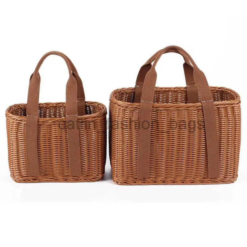 Totes S/L Size Basket Hand Made Wicker Bags Portable Rattan Shopping Bag Woven PicnicBasket Beach Big Storagecatlin_fashion_bags