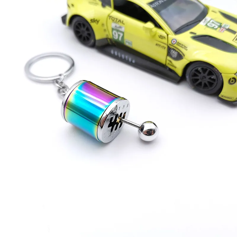 Fashion Metal Designer Keychain Modified Car Glitz Plating Process Car Shift Hub Turbo stötdämpare Model Mini KeyChain