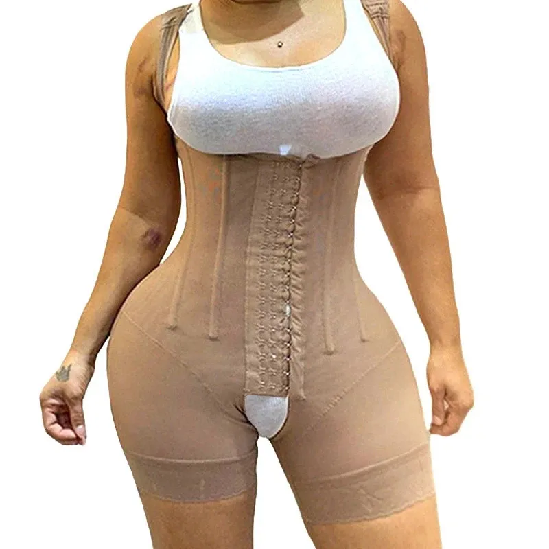 Fajas Colombianas Reductoras Shapewear body crochet fermeture des yeux contrôle du ventre entrejambe réglable buste ouvert Gaine Amincissante 240109