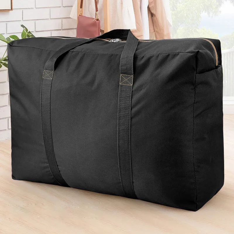 130l grande capacidade dobrável saco de bagagem unisex espessamento oxford pano viagem duffel sacos resistente movendo casa saco de armazenamento 240109