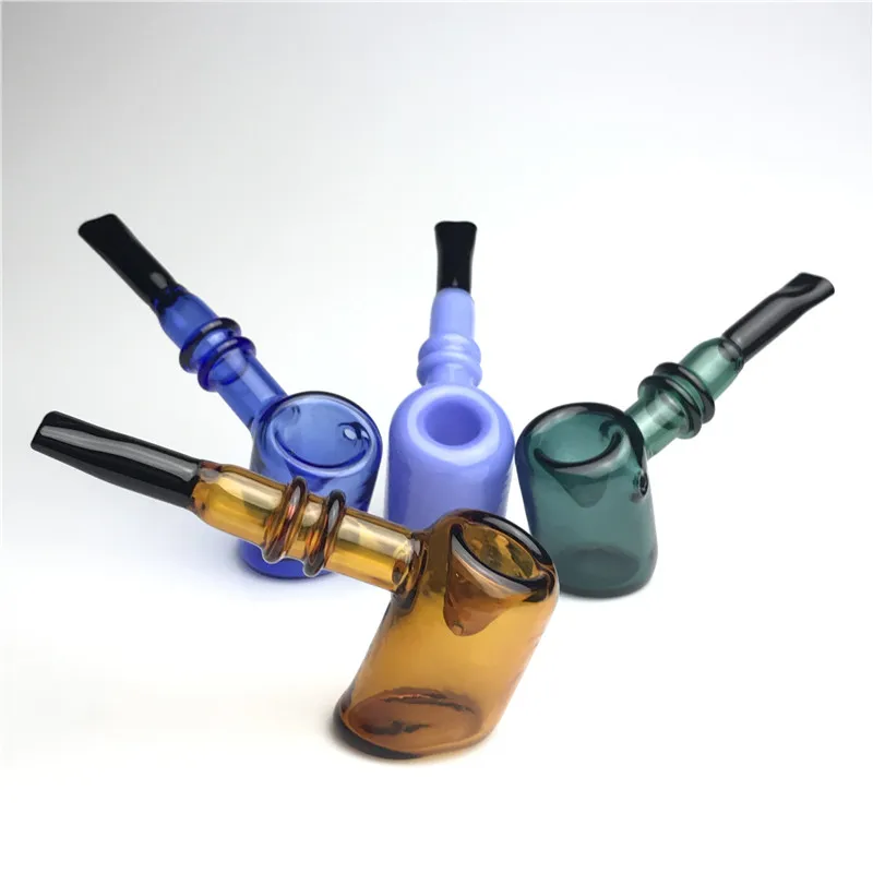 38 mm Big Deep Bowl Tobacco Pipe med 5 tum färgglada tjocka Pyrex Heady Glass Herb Burner Rökningsrör