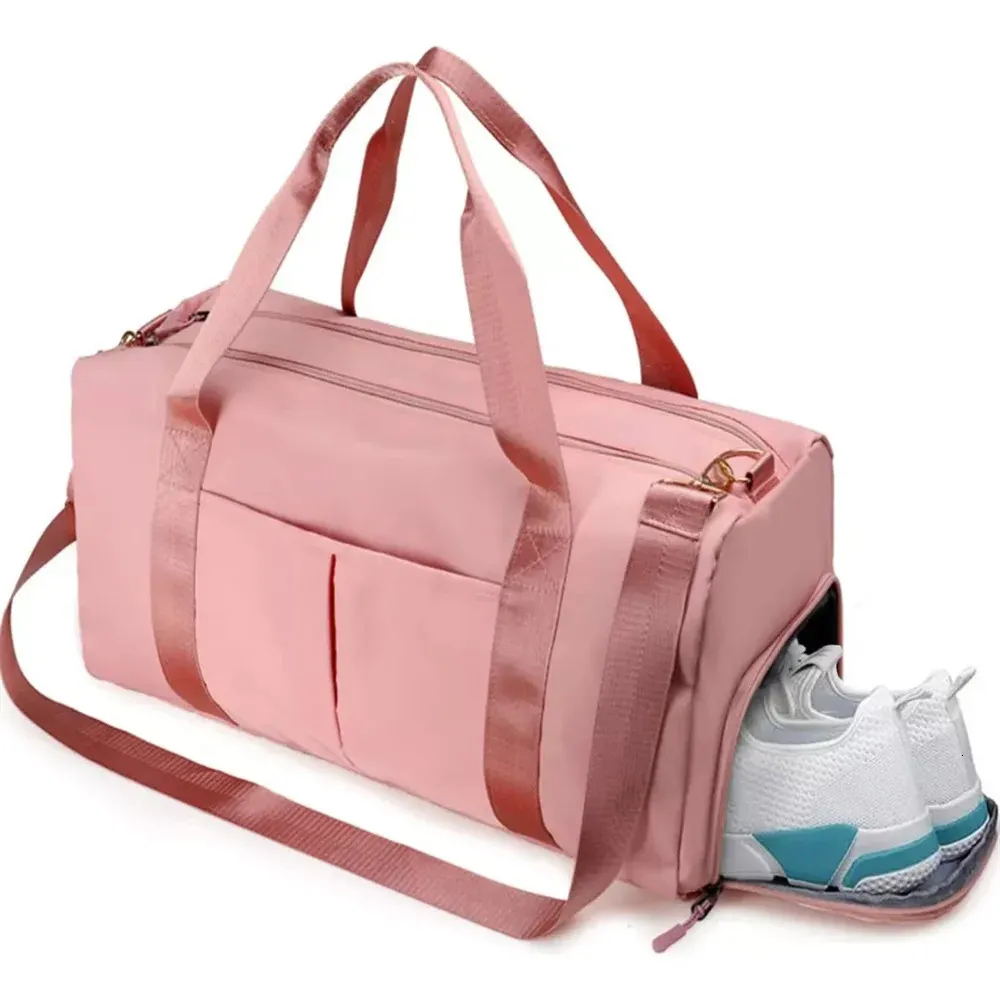 Bolsa de gimnasio para hombre con compartimento para zapatos y bolsa húmeda, bolsa de lona para viaje en avión para mujer, bolsa de asas deportiva para natación y yoga 240109