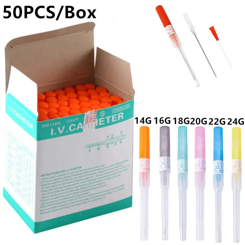 50st Professional IV Catheter Needles Set 14G16G18G20G22G24G engångsbar kropp Piercing Bulk Nose Ear Eyebrow Navel 240109