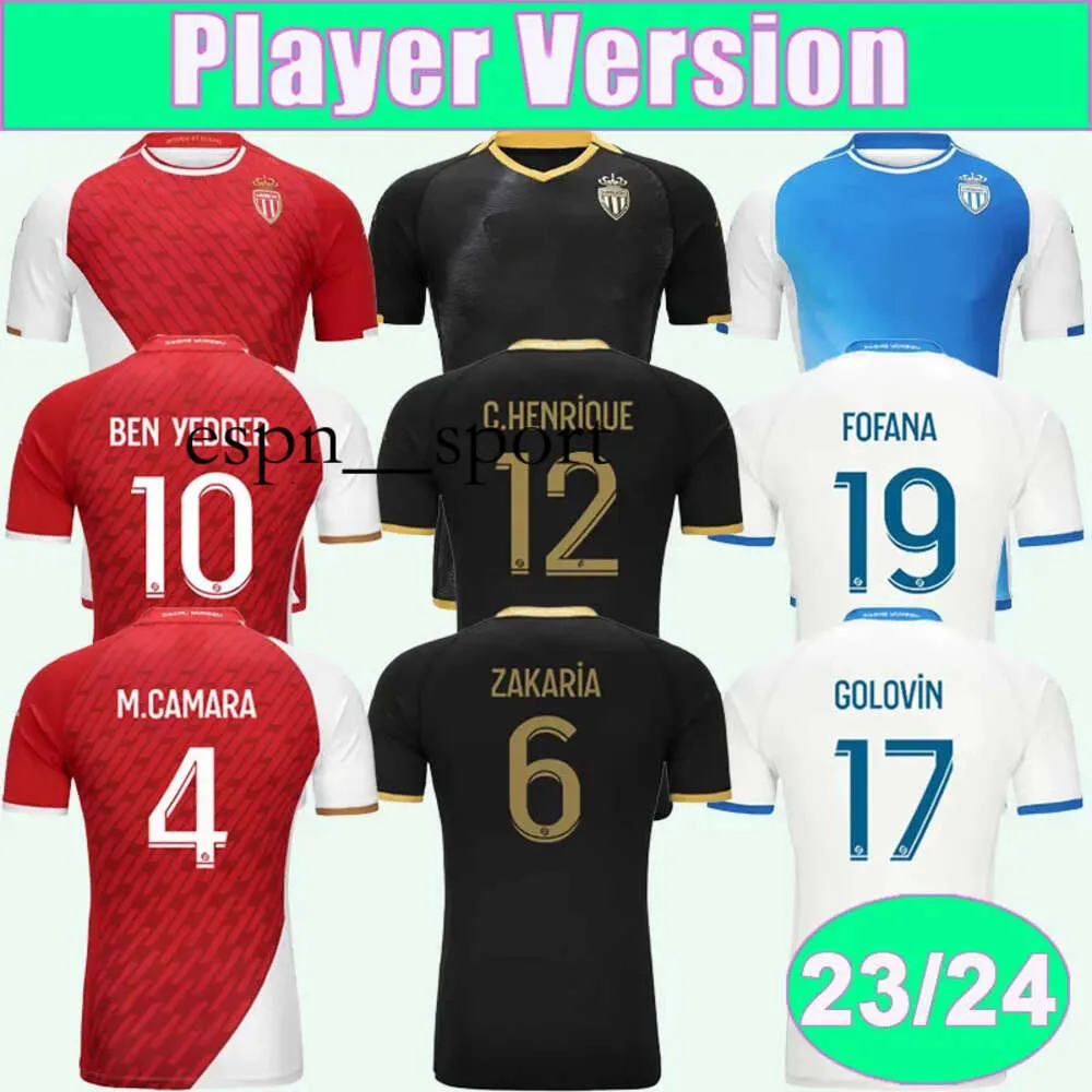 Espnsport 23 24 Maillots de football pour hommes Monaco FOFANA BEN YEDDER GOLOVIN C. HENRIQUE ZAKARIA M. CAMARA VANDERSON Maillots de football pour joueurs à domicile