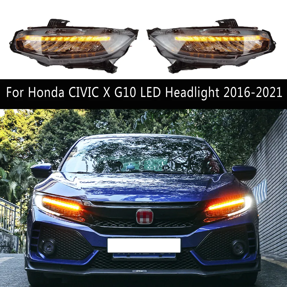 Voor Honda CIVIC X G10 LED Koplamp 16-21 Dagrijverlichting Streamer Richtingaanwijzer Voorlamp Grootlicht angel Eye Projector