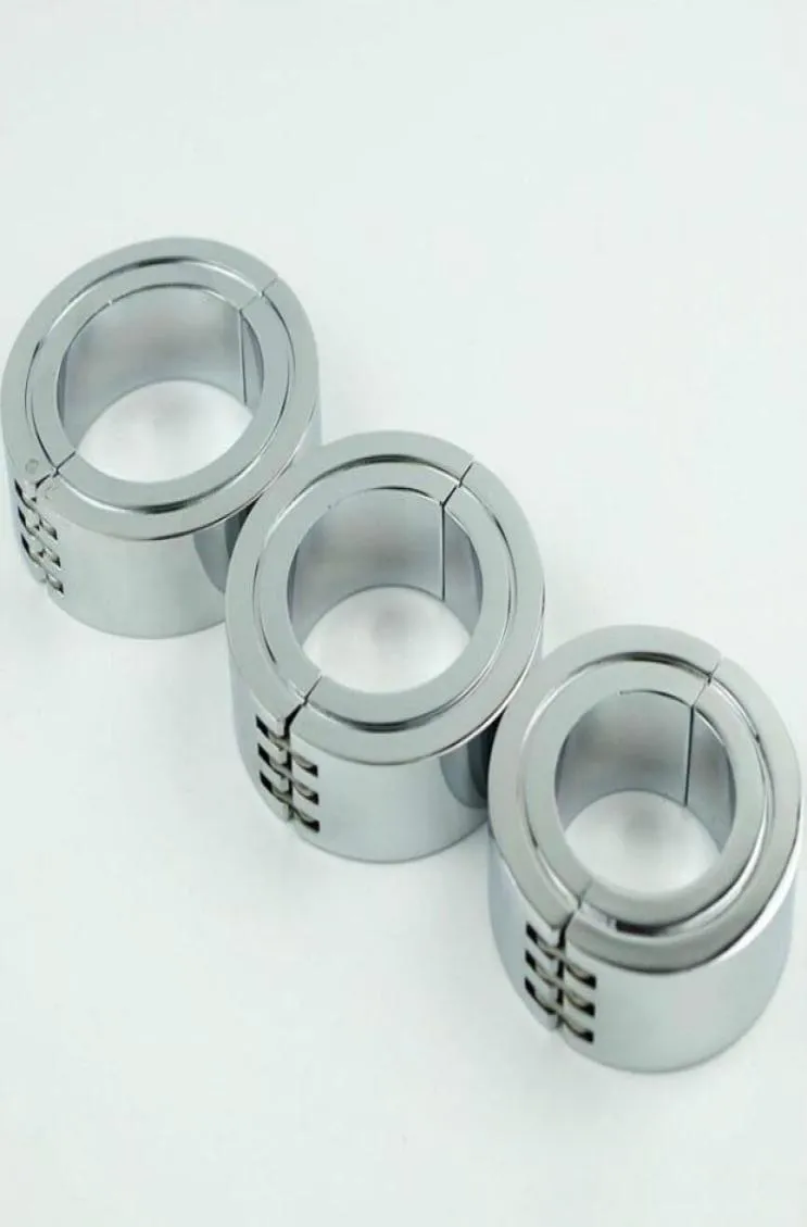 Cockringen Hele RVS Scrotum Ring Metalen Vergrendeling Scharnierende Cockring of Cbt Ballstretchers Verchroomd9914971