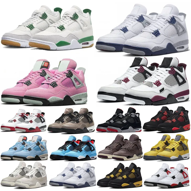 Basketbalschoenen Heren 4 Militair Zwart Cat 4s Sneakers Universiteit Blauw Rood Cement Thunder Pine Groen Wit Seafoam Shimmer Koel Grijs Heren Dames Sportschoenen Trainers