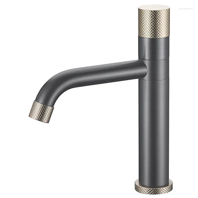 Bathroom Sink Faucets Luxury Artistic Brass Faucet Single Hole Handle Copper Basin Mixer Cold Water Tap