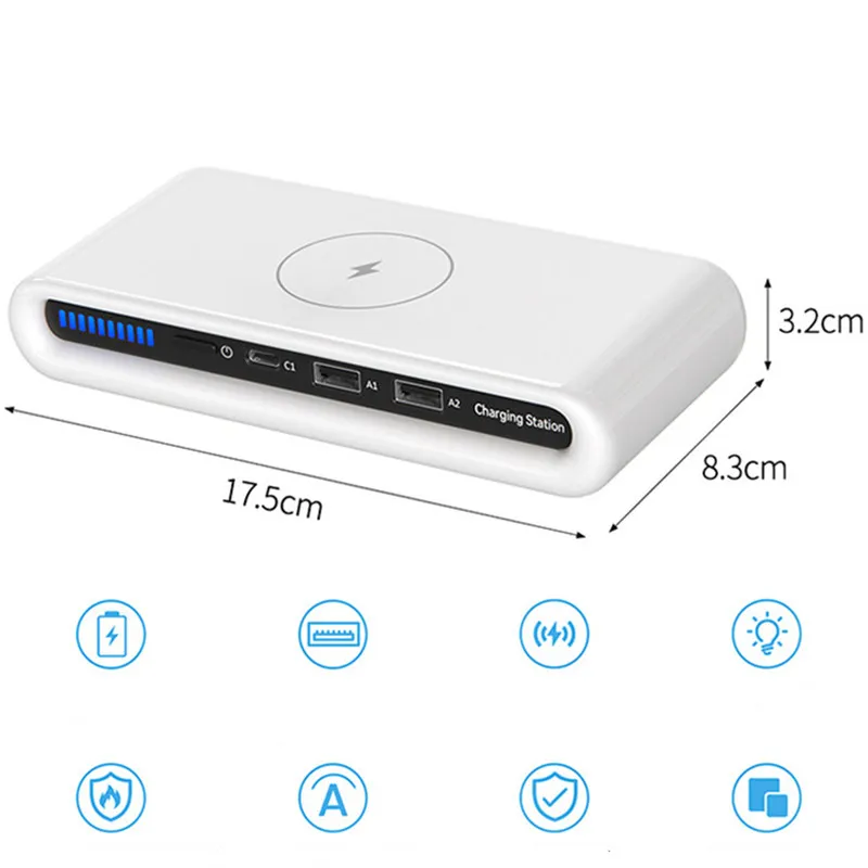 Station de charge sans fil 15 W 4 en 1 compatible avec iPhone 15 14 13 12 11 Apple Watch AirPods Pro Qi Chargeurs rapides pour téléphone portable intelligent