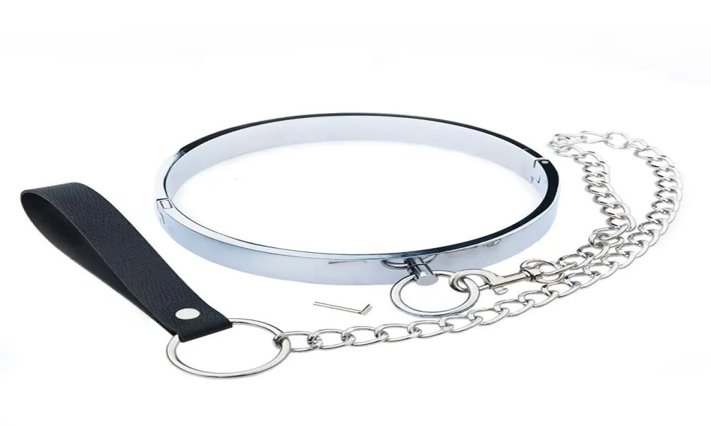 Cerradura de cuello de aleación de metal con cadena juego de rol de esclavo juguetes bdsm herramientas de bondage anillo Collar Restricción Productos sexuales para parejas4747801