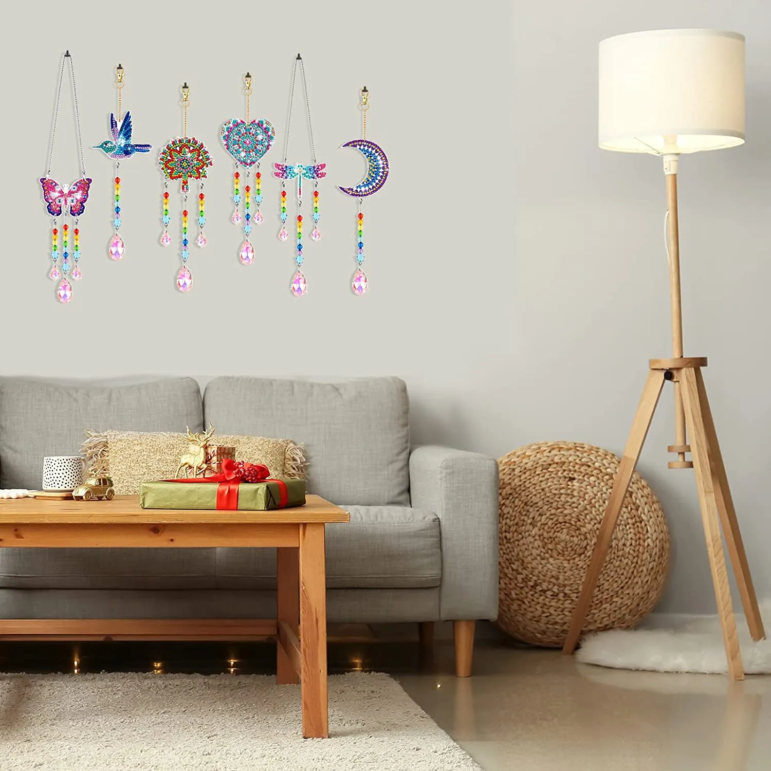 DIY Handmade Diamond Painting Pendant Butterfly Love Wind Chime Jewelry Sticking Diamond Double sided Decorative Painting