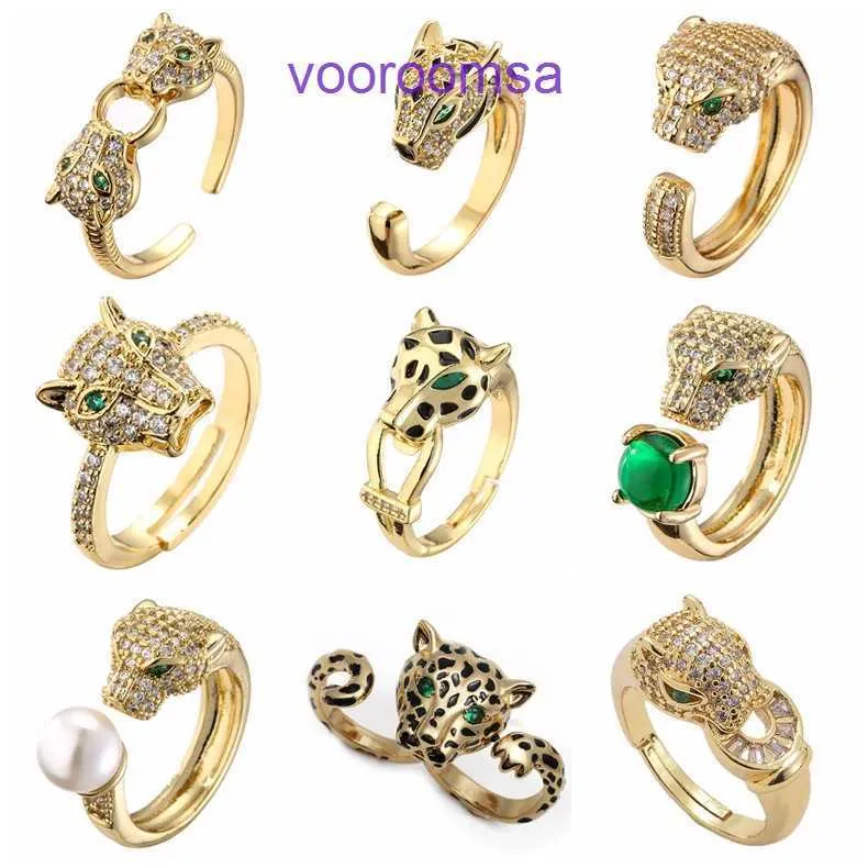 Haute qualité Carter 18k or vacances cadeau bague bijoux mode plaqué or cuivre micro incrusté léopard tête de lion anneau pour bagues pour hommes avec boîte d'origine