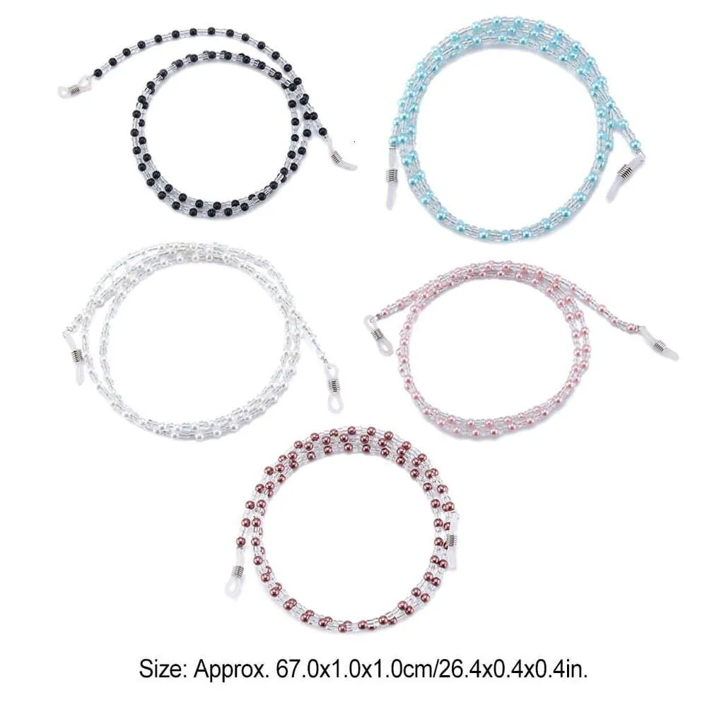 Óculos corrente cinta decoração feminina moda acessório contas cabos pingentes cordão pendurado decoração branco