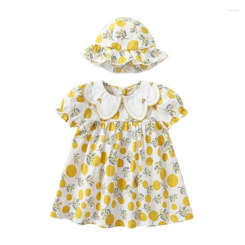 Mädchen Kleider 2 Stücke Koreanische Baby Blumenkleid Kleinkind Mädchen 1. Geburtstag Ostern Party Outfits Säugling Vintage Punkte Mit Hut