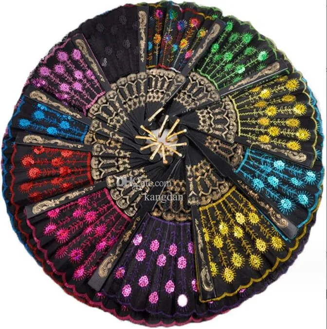 Sequins Dancing Fan Creative Design Peacock Folding Hand Fans Women Stage Performance Prop Multi Color Free Shipping