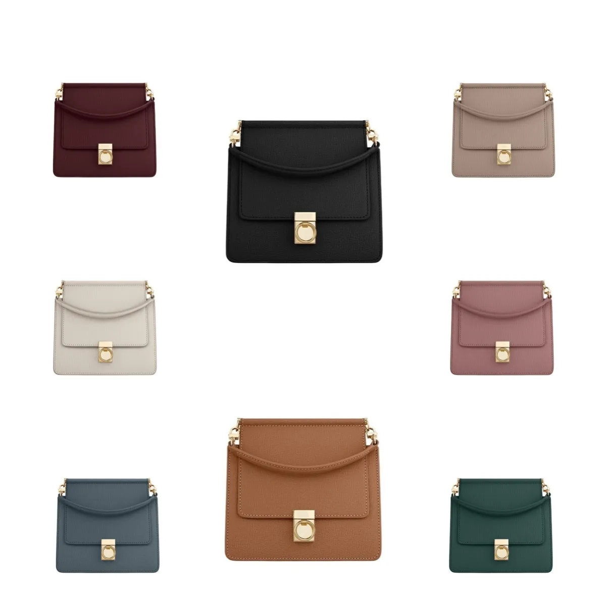 Luxe Numero Sept Mini Schoudertassen Designer Volnerf Getextureerd/glad Kalfsleer Kenmerkende Tote Sluiting Crossbody Dames Hobo Handtassen Portemonnee