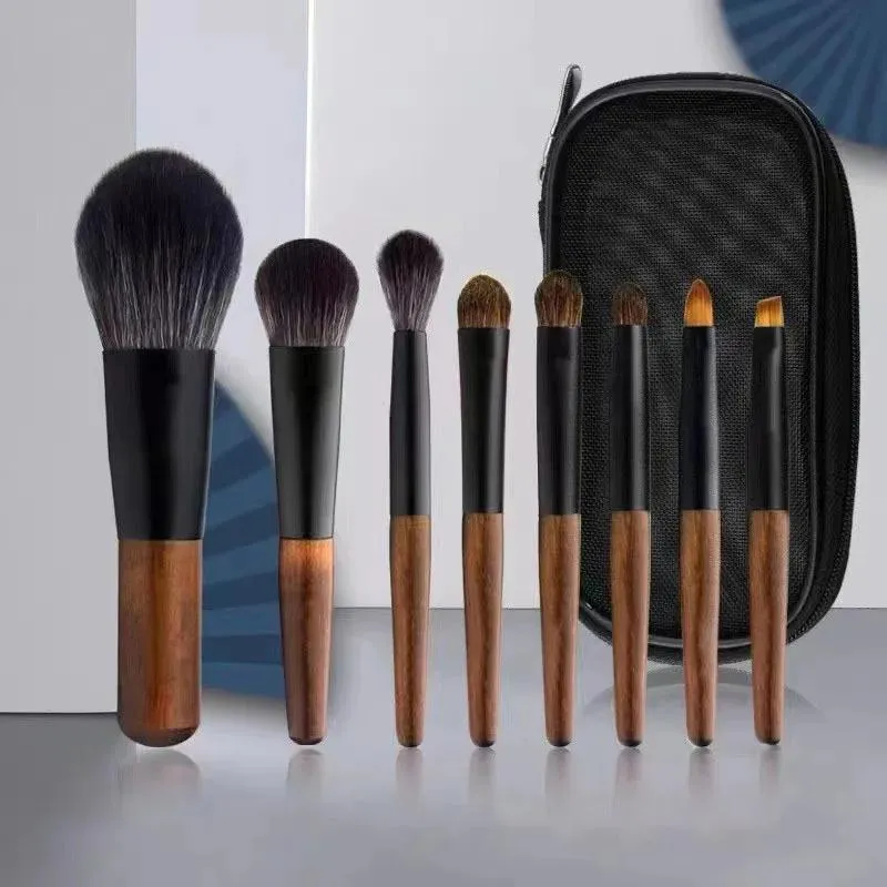Brushes OVW 8PCS Mini Makeup Brush Set with Free Bag Animal Hair Cosmetic Brush Powder Foundation Blush Blending Brush Kit