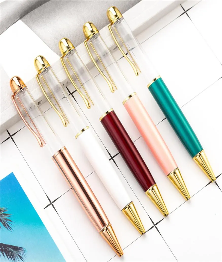 NEW Big Empty Tube Ballpoint Pens Tube Ballpoint Pens Metal Pen Selffilling Floating Glitter Dried Flower Crystal Pen Ballpoint P9035627