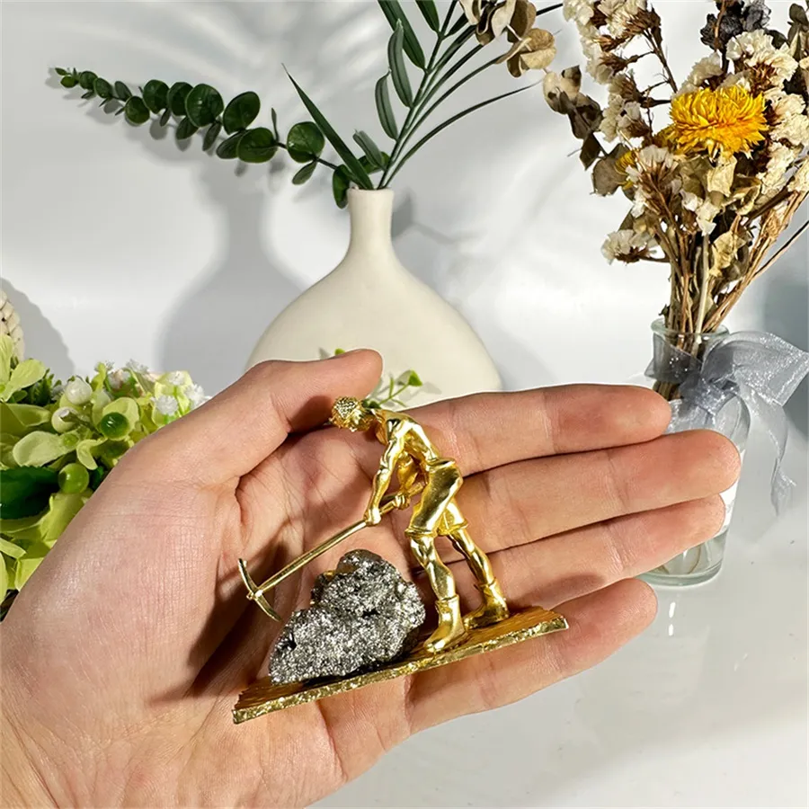 Gift Natural Crystal Raw Stone Miner Metal Carvings Ornaments Energy Healing Stone Reiki Home Decoration Mother's Day