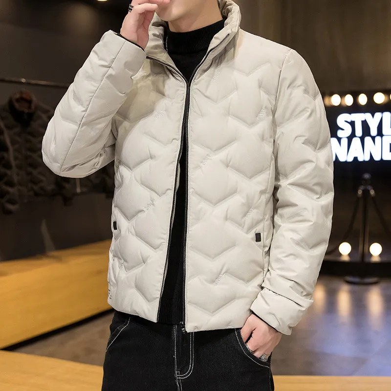 Новый зимний пуховик, мужской корейский пуховик со стоячим воротником, мужская теплая верхняя одежда на белом утином пуху, мужская одежда
