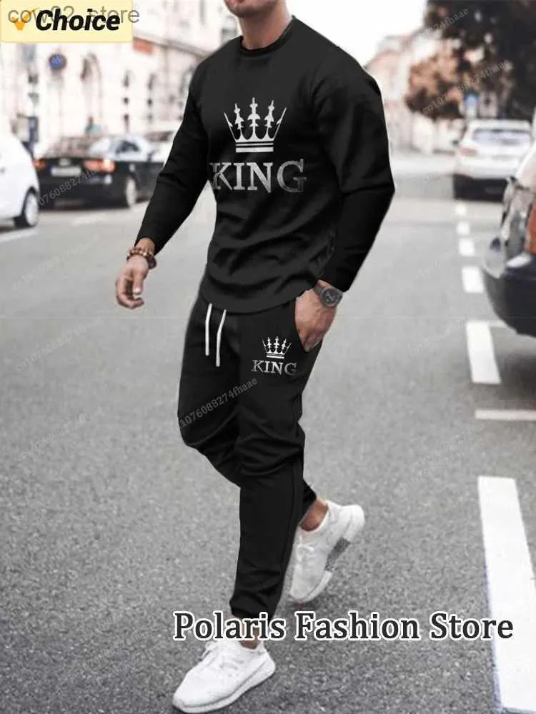 Tracksuits masculinos New Arrivals Tracksuit Set para homens 2 peça roupa manga longa camiseta calças calças moletom esporte terno roupas grandes q230110