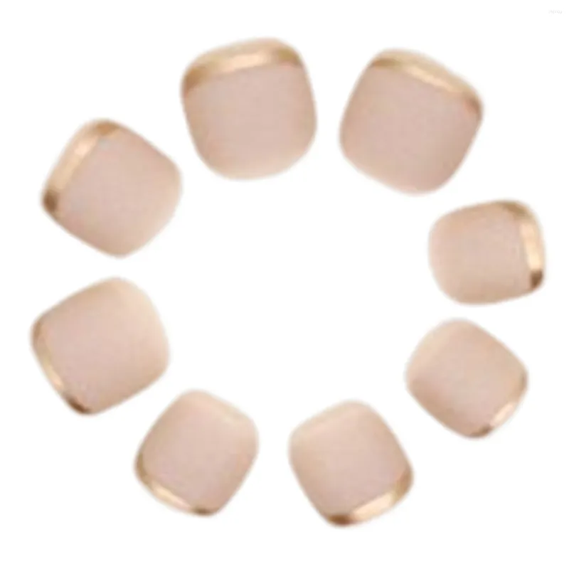 False Nails Solid Color Gold Line Fake Toe Thin Full Cover Resin Toenail Patches For Professional Salon Daily Use