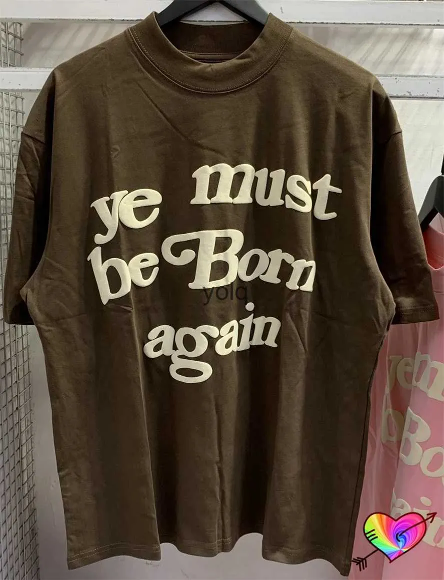 メンズTシャツ特大の茶色のTシャツ男性女性3DフォームプリントYe st gor Born gas tee hip hop cpfmトップ