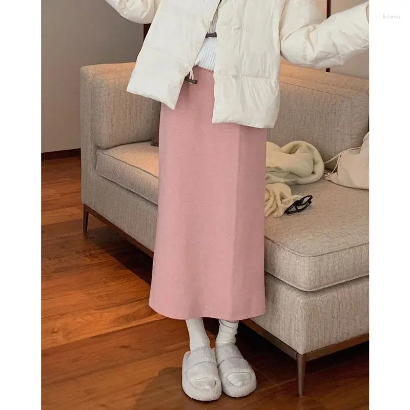 Skirts Women Summer Superior Quality Knitted Tall Waist A-line Solid Color Casual Skirt Sale Vestidos Drop GMFSN390A