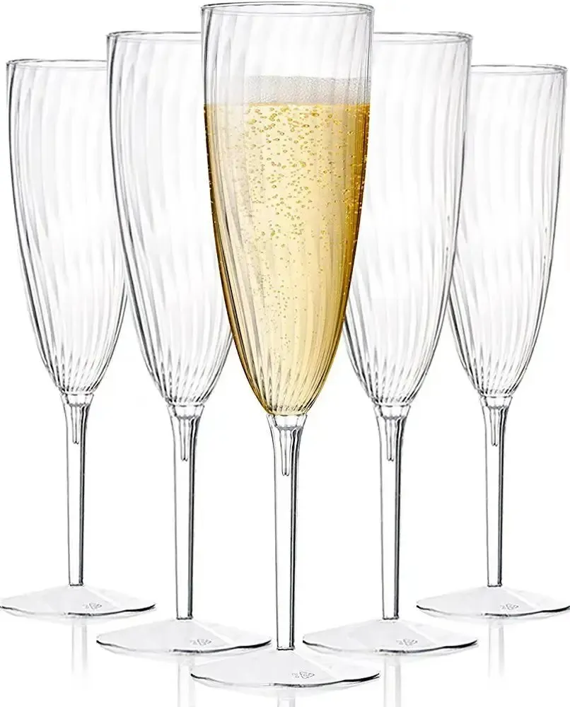 6 unz/8 uncji przezroczysty plastikowy flet szampana idealny do codziennego życia w domu