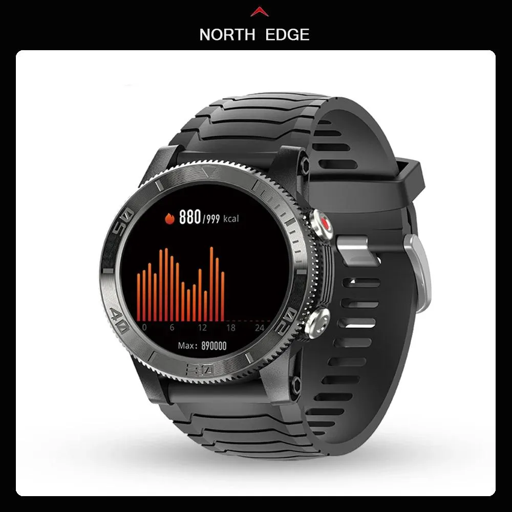 Orologi 2022 Nuovo NORTH EDGE GPS Smart Watch 120+ Modalità orologio sportivo 18 giorni in standby 50m Bussola impermeabile Orologio fitness per uomo