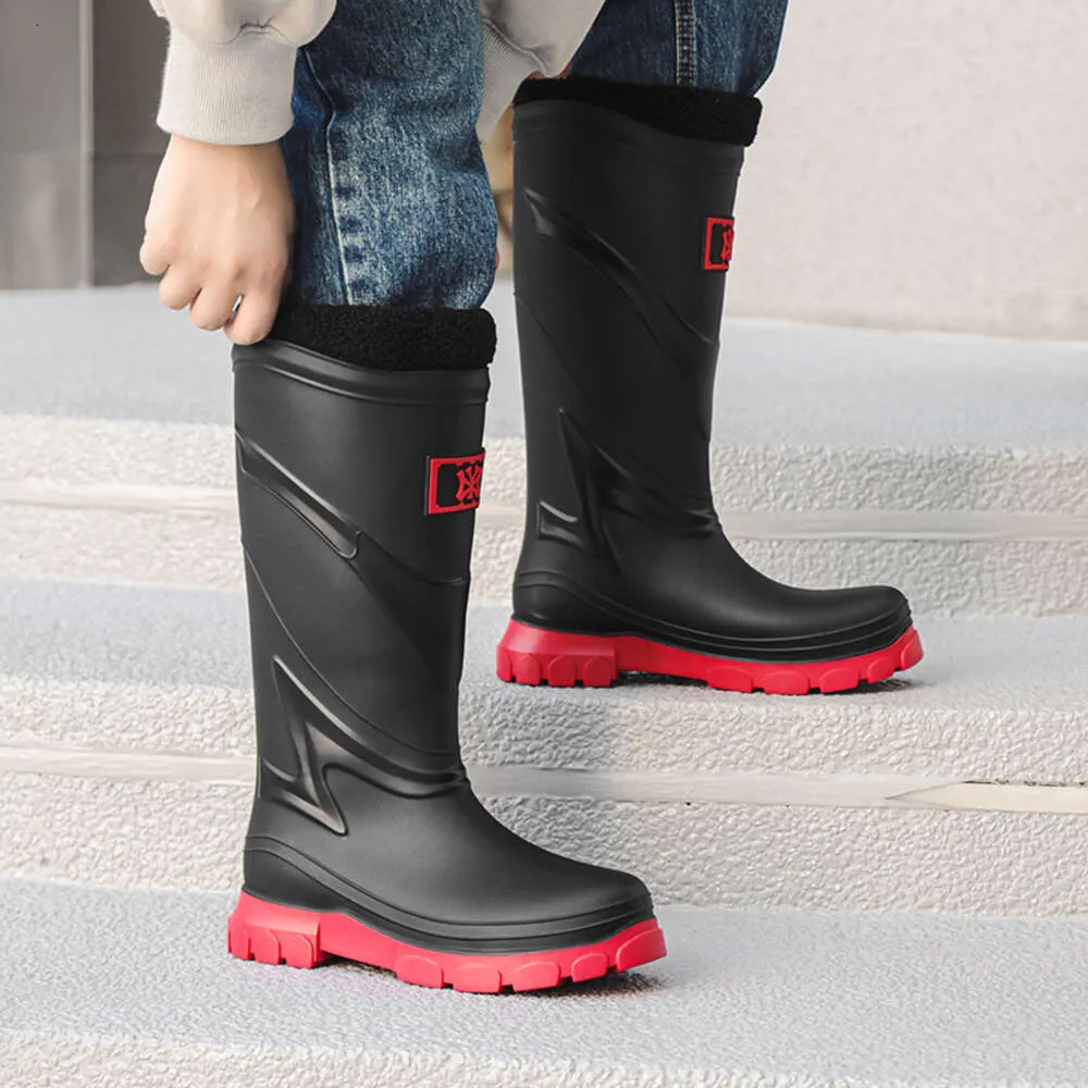 Winter Warm High Top Rain Man Plus Veet Platform Non-slip Men's Fishing  Boots Outdoor Waterproof Men Rubber Shoes