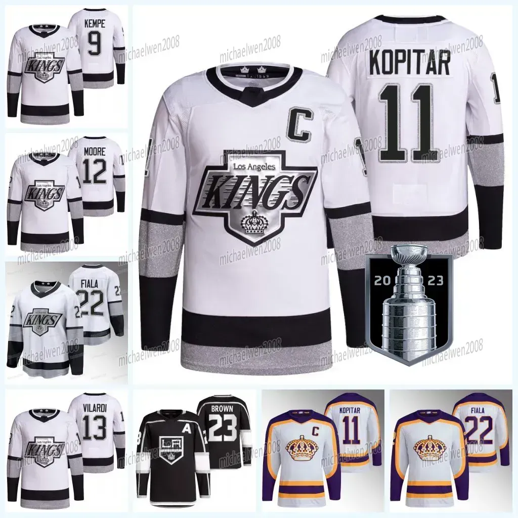 CUSTOM Los''Angeles''Kings Jersey 2023 Stanley Cup Playoff Kevin Fiala Adrian Kempe Phillip Danault Trevor Moore Gabriel Vilardi Alex Iafall