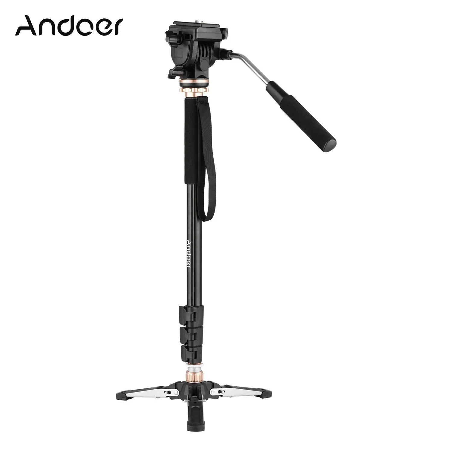 Monopiedi Andoer 173 cm/68 pollici Fotografia Monopiede Supporto In Lega di Alluminio 6 kg di Carico 3 gambe Base Treppiede Pan Tilt Testa per Dslr Videocamera Macchina Fotografica