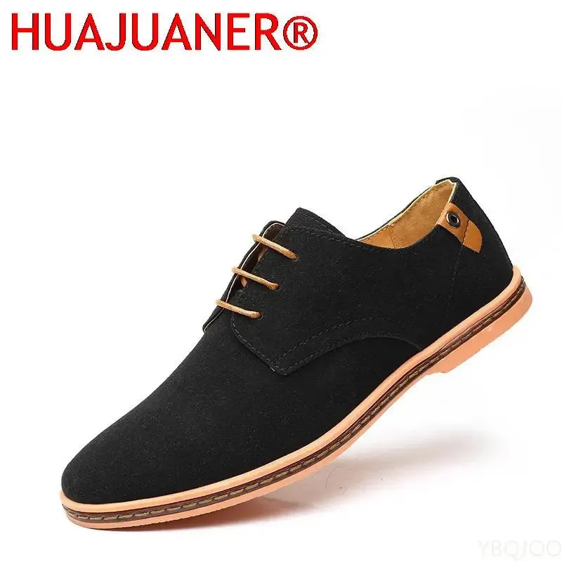 Zapatos de cuero de gamuza para hombre, zapatillas clásicas informales Oxford, calzado cómodo, zapatos planos de talla grande 240110