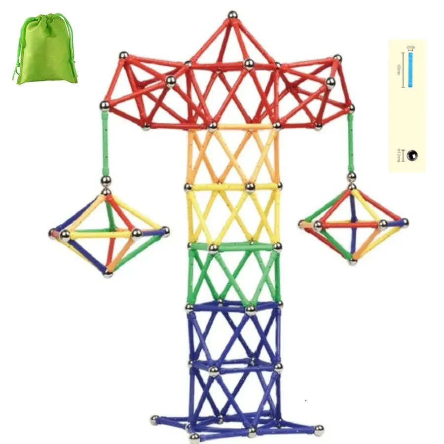 Lfayer 3D uzun mıknatıs çubukları manyetik yapı taşları yapım inşaatı diy oyuncakları çocuk 240110