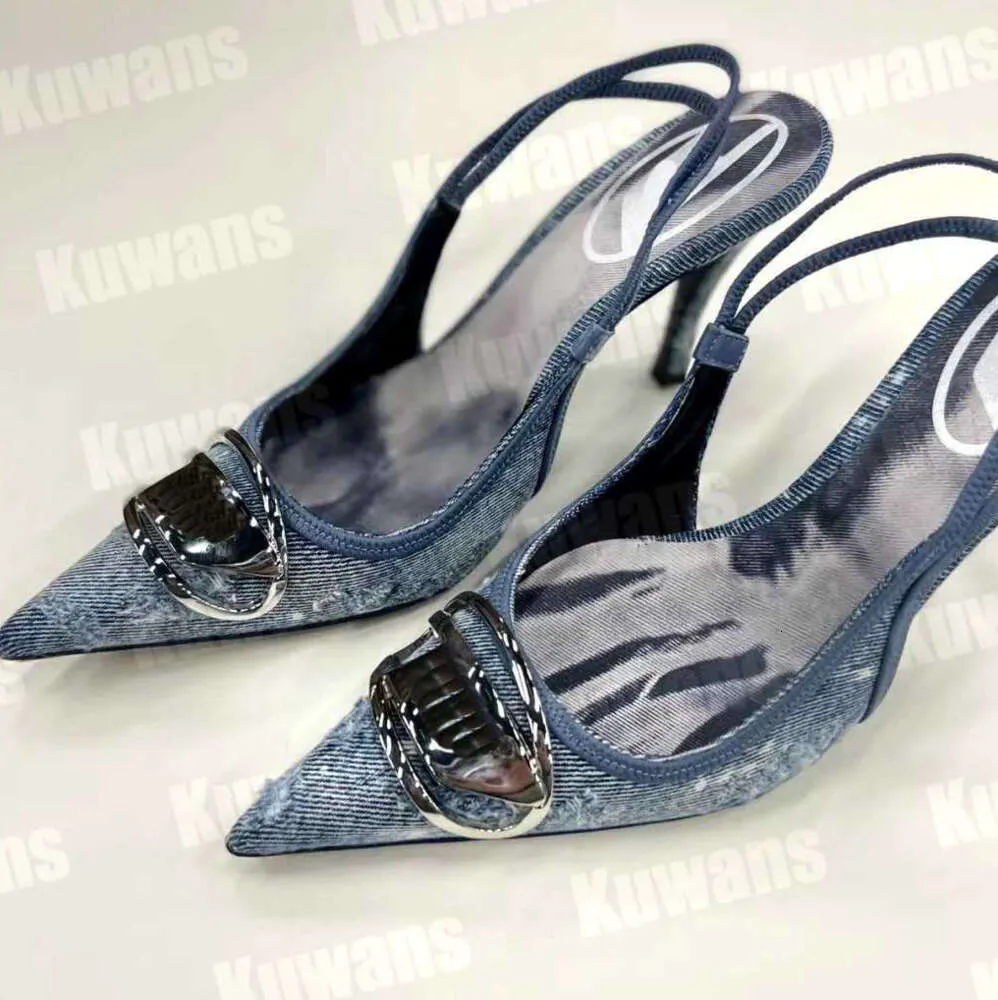 2024ss New D-Venus Denim Heels Slingback Womens Sandals Pumps D Kittie Canvas Venus Beach Summer Luxury Designer womens High Heel