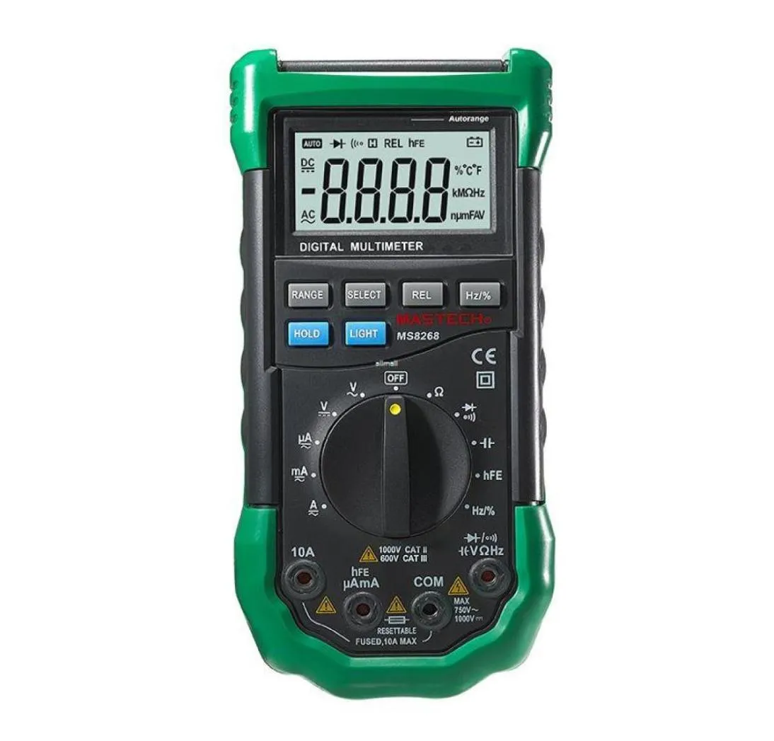 Digital Multimeter Auto Ranging DMM Soundlight Alarms Återställbar säkring Kapacitansfrekvensmätdetektor7244936
