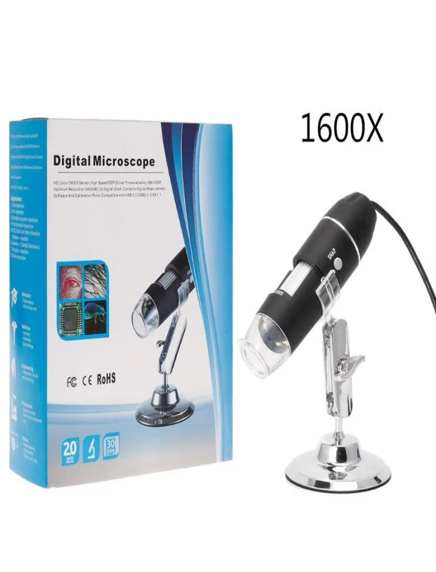 500x 1000x 1600x 8 LED Digital USB Microscope Microscopio Machinefier Electronic Steronic USB Camera Camera مع Stand7325128