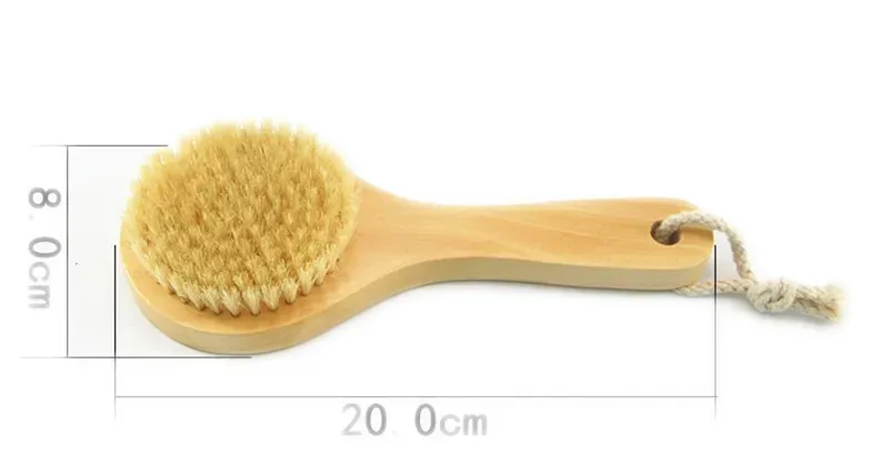 20*8cm Short Handle Boar Bristles Bath Brush Dry Skin Body Brush with Natural Wood Remove Dead Skin Dry Brushing Body Brush