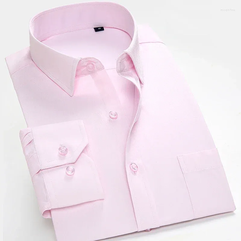 Herrklänningskjortor affärer långärmad elegant vanlig solid bekväm formell skjorta avslappnad bomullsstandard manlig arbetskläder