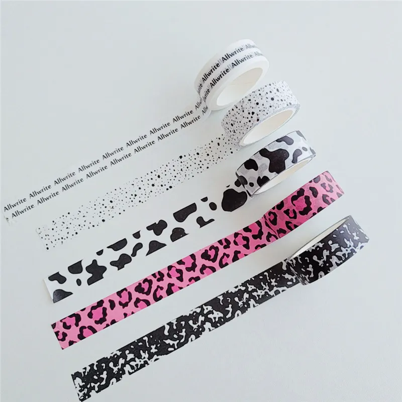 Cintas con patrón de vaca lechera bonita, cinta con estampado de leopardo, decoración, álbum de cuentas de mano, diario, álbum de recortes, cinta adhesiva de papel Washi DIY 2016 W0165