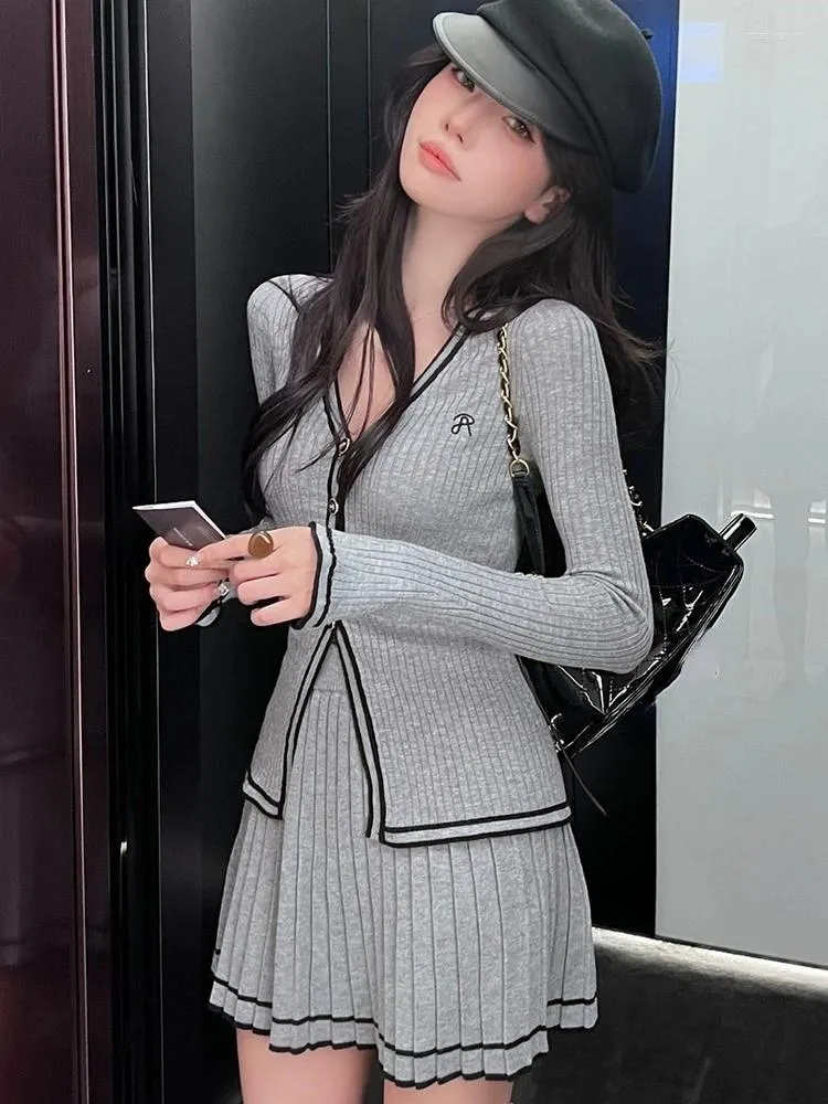 Womens Knitted Two Piece Set Winter Work Dress with Long Sleeve Cardigan  and Single Breasted Skirt from Dhgate Work Dresses - price 35.11