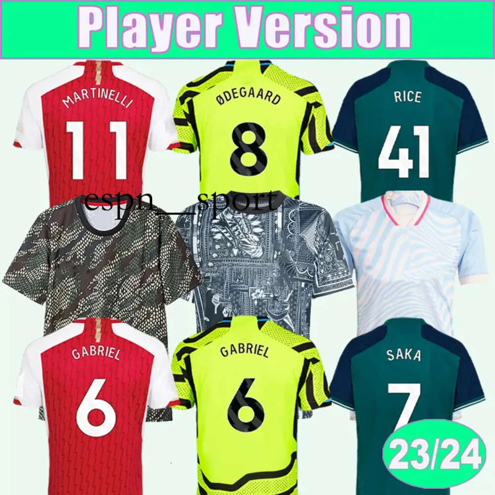 ESPNSport 2023 24 Saka White Player Mens Soccer Jerseys G. Jesus Gabriel Odegaard Smith Rowe Martinelliホーム