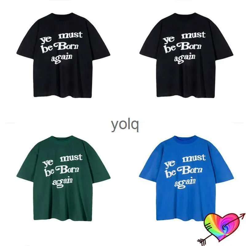 Herr t-shirts 2024 pu print ye st vara född igen t-shirt män kvinnor 1 1 hög kvalitet w tee cpfm topps hip hop turné kort sleeveyolq