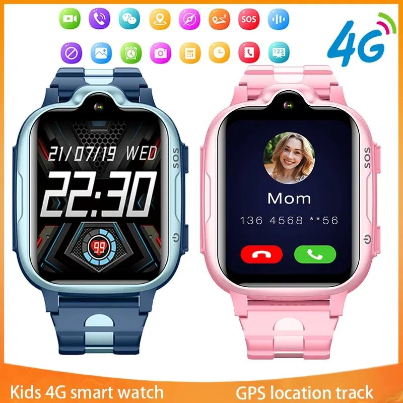 Часы Xiaomi 4G Детские умные часы Видеозвонок SIM GPS Местоположение SOS Спортивный шагомер Браслет Водонепроницаемый сенсорный экран 2022 Новые умные часы